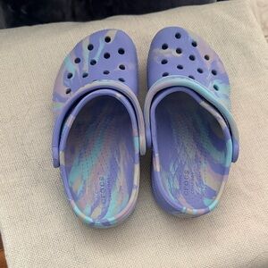CROCS Kids' Swirl Purple and Blue Sandals